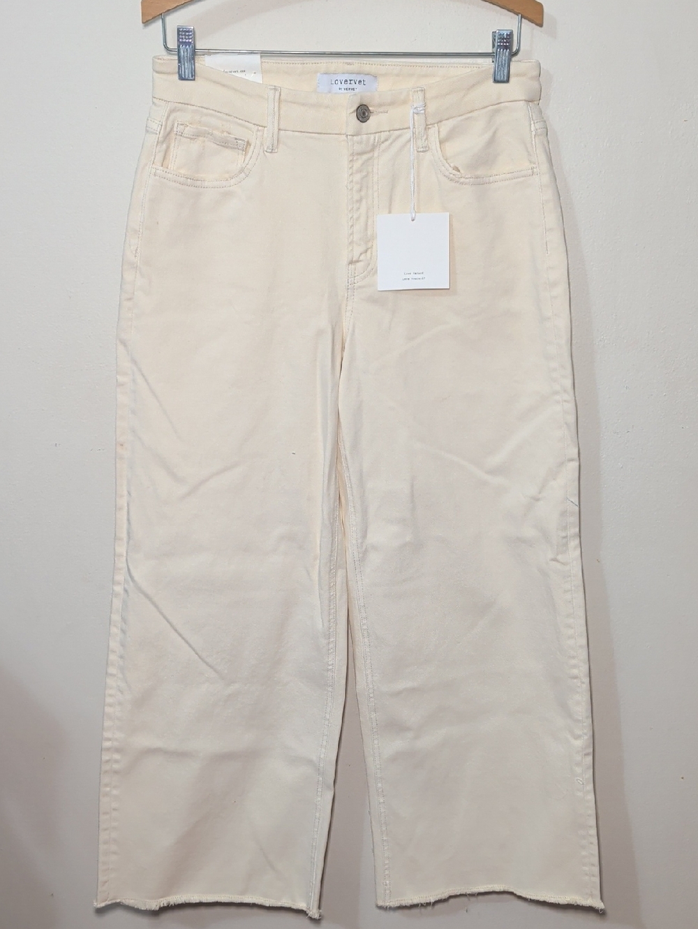 Lovervet High-Rise Wide-Leg Jeans Ivory Boho Cottage Stretch NEW Women's Size 29